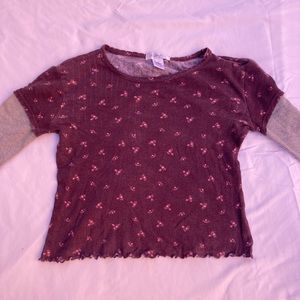 Vintage Purple With Flowers Long Sleeve Shirt